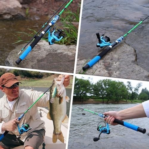 2-Piece Travel Fishing Rod Combo – Ultralight Spinning Reel & Cork Handle