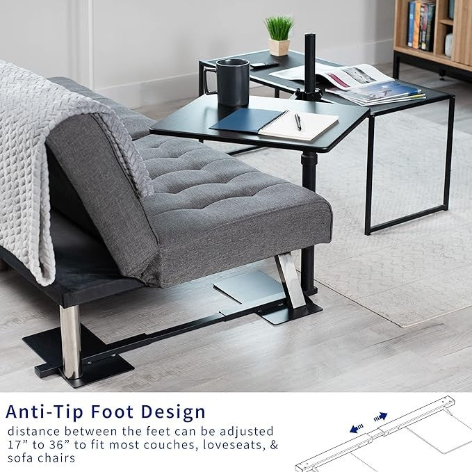 Over Couch Laptop Table Swivel Arm Height Adjustable Sofa Desk 51cm Black