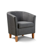 Dark Grey Fabric Tub Chair Padded Armchair w/ Wooden Legs Lounge Office