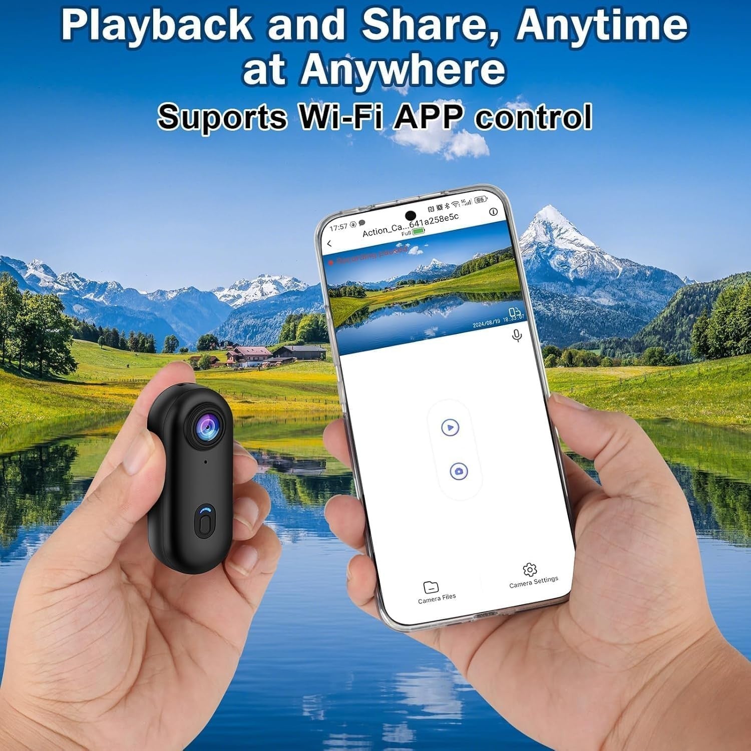 1080P Mini Action Camera WiFi Waterproof Helmet Body Cam Black