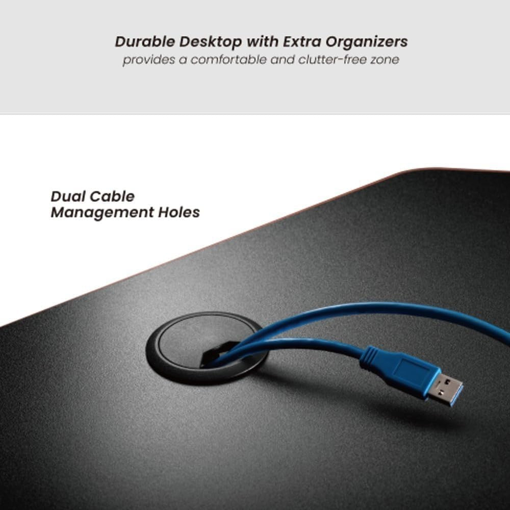 Computer Desk 93x60cm with Cup Holder & Hook for Home Office Gaming Black