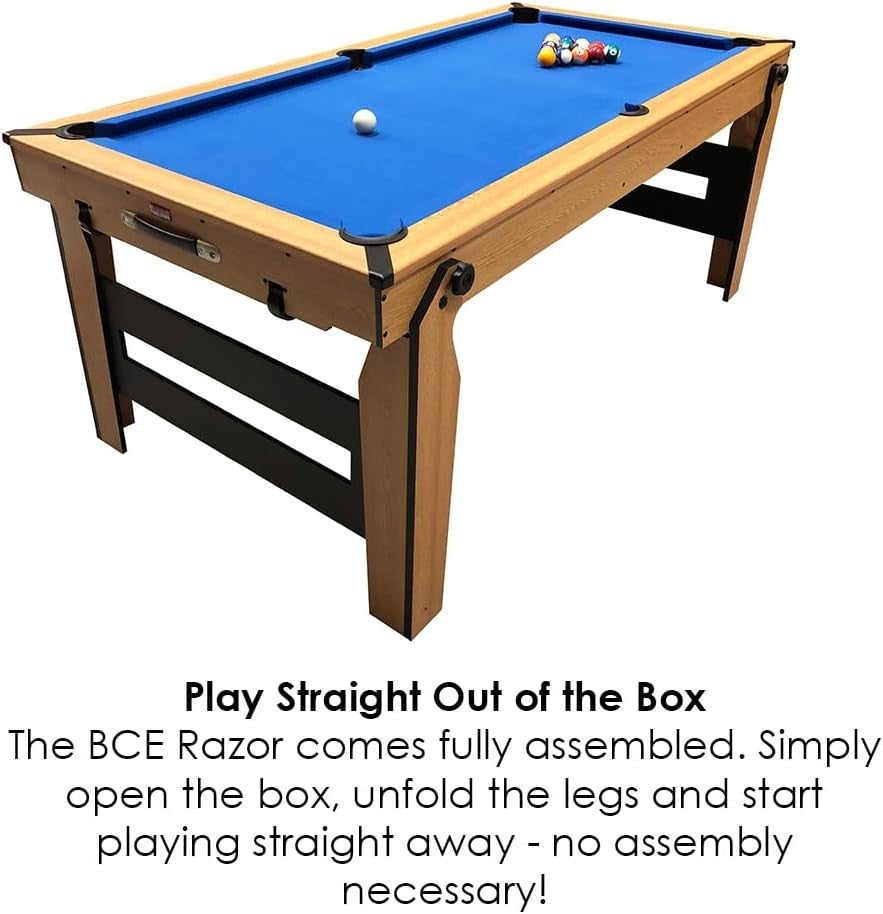 6FT Slim Folding Pool Table Portable Billiards Set No Assembly Purple