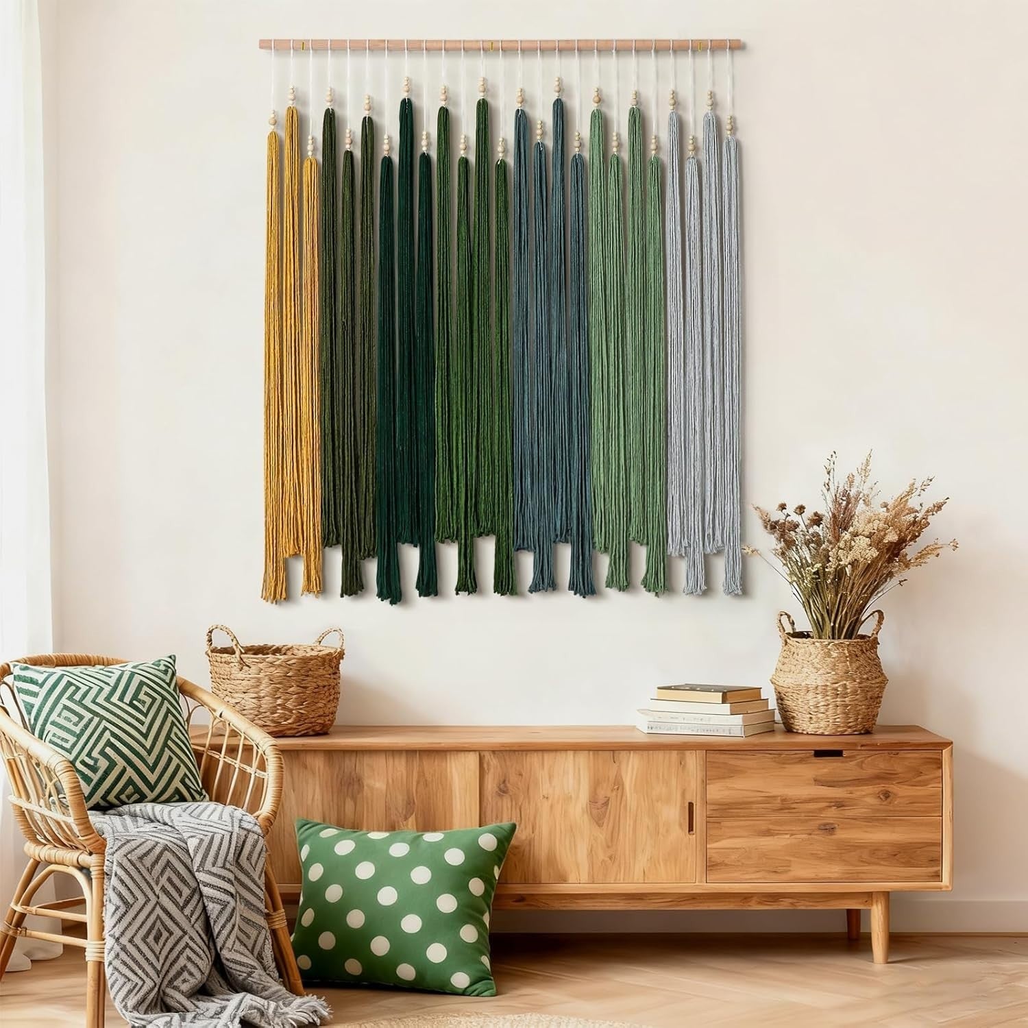 Large Macrame Wall Hanging Beaded Tassel Boho Handmade Wall Decor