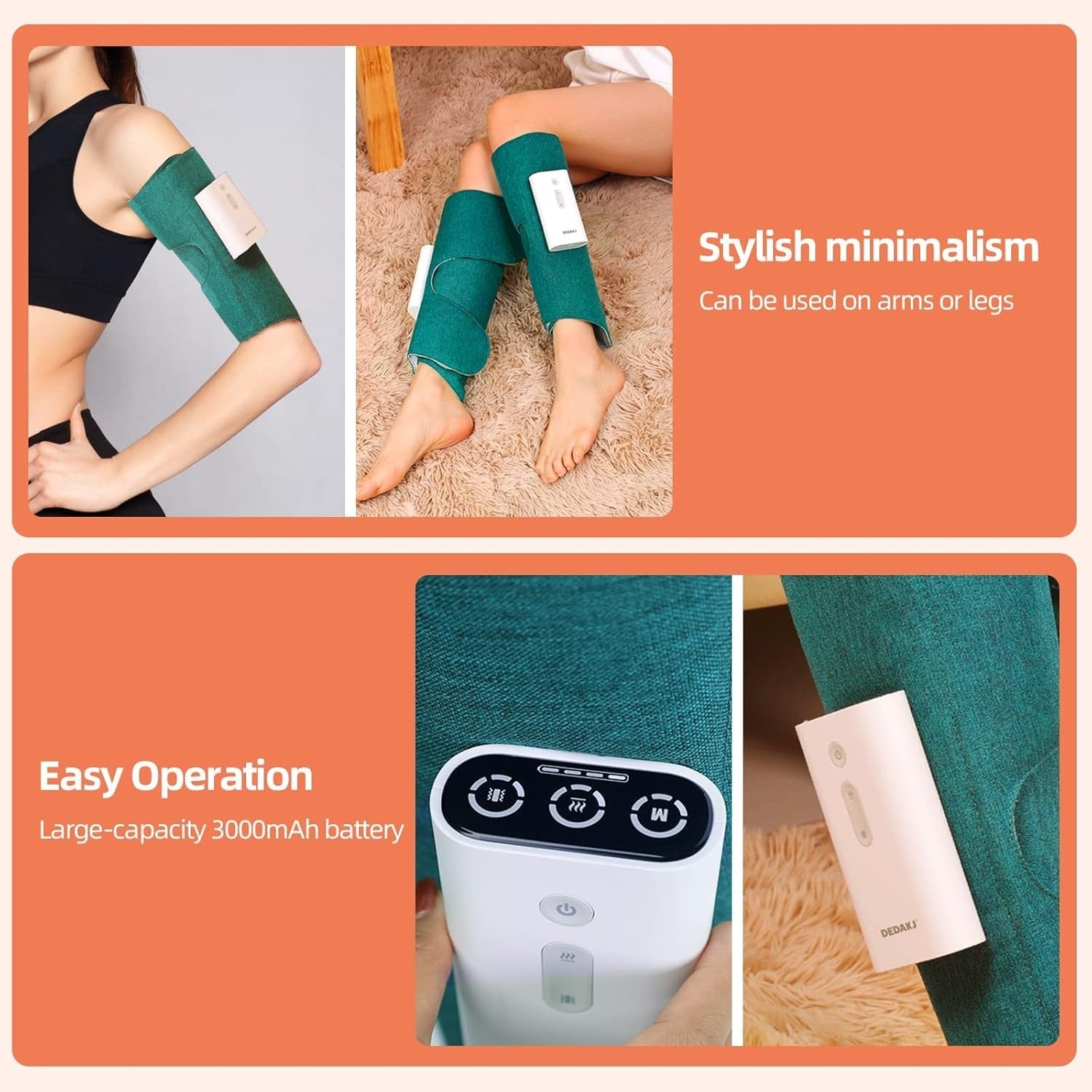 Wireless Calf Leg Massager Compression Air Therapy with 3 Heat & Vibration Modes