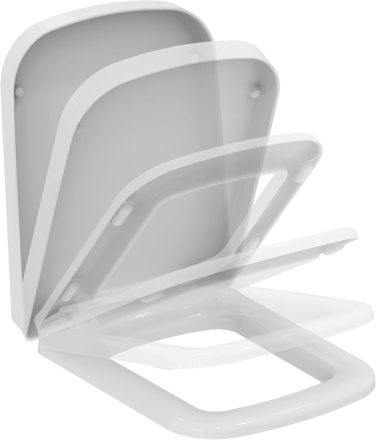 Soft Close Toilet Seat Wrapover Square Duroplast White 45x35cm Steel Hinge