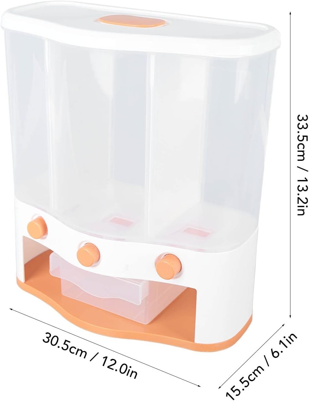 3 Grid Grain Dispenser 6L Rice Storage Container Transparent Window