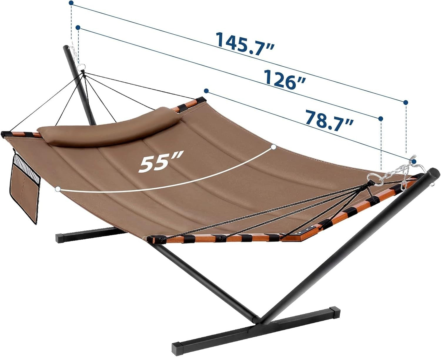 2 Person Hammock with Stand Outdoor Patio Bed 450LB Heavy Duty Weatherproof