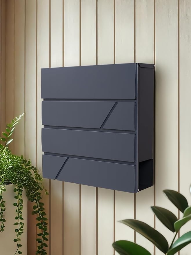 Wall Mounted Lockable Mailbox with Newspaper Holder – Weatherproof Steel