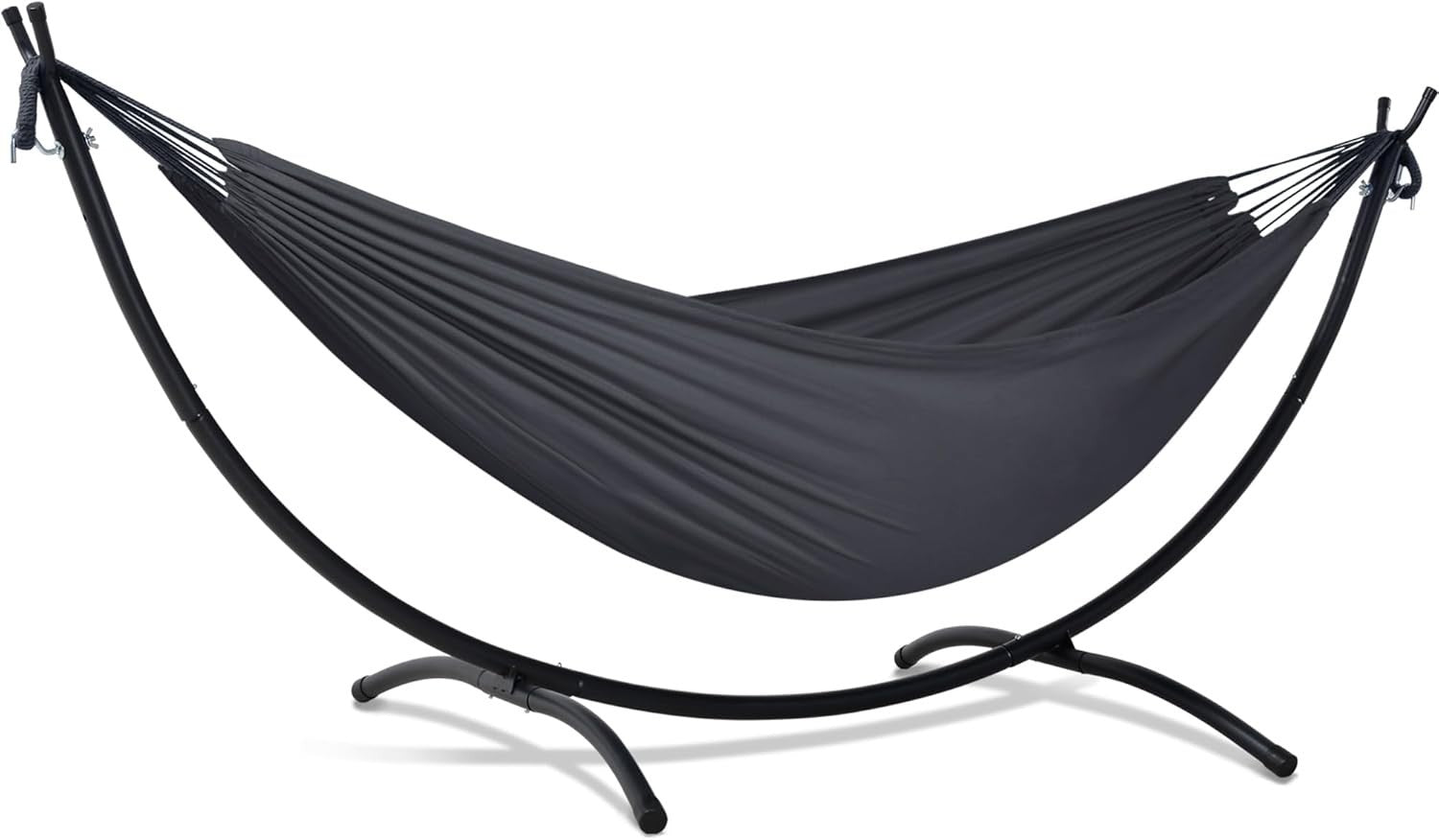 Dark Gray Hammock with Stand | 2-3 Person 475lb Capacity | Portable Outdoor Bed