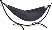 Dark Gray Hammock with Stand | 2-3 Person 475lb Capacity | Portable Outdoor Bed