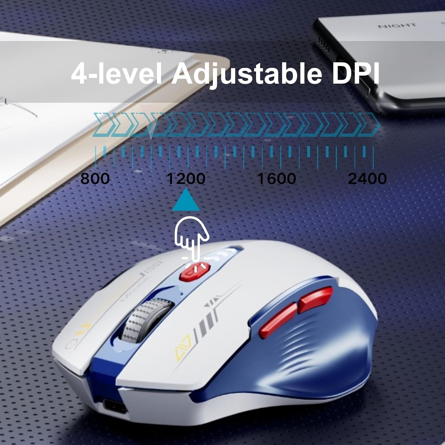 Multi Device Wireless Mouse Bluetooth Tri Mode Rechargeable Adjustable DPI