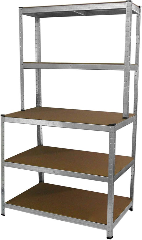 Heavy Duty 5-Tier Workbench Shelving 900kg Boltless Galvanised Steel 100x60
