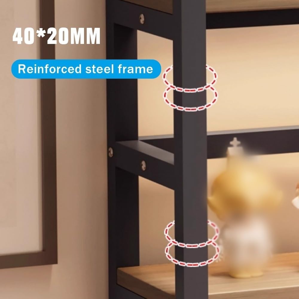 2 Tier Metal Desk Hutch 23.6" Desktop Shelf Organizer Storage Rack Home Office
