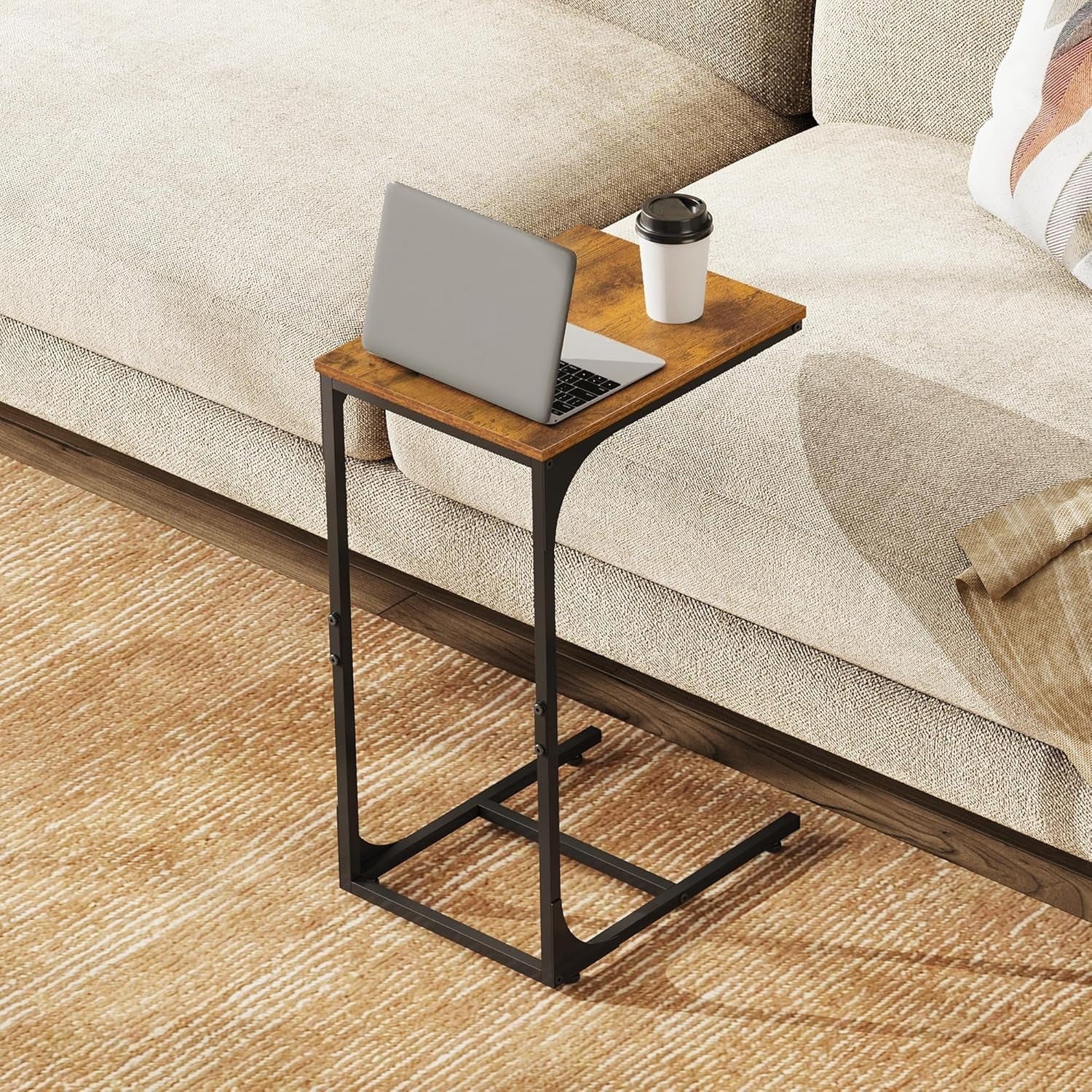 Slim C Shaped Side Table Sofa Bed Laptop Snack Coffee Table 40x30x62cm