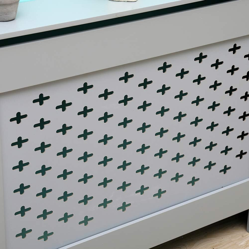 Medium Grey Radiator Cover | Modern MDF Cross Pattern Cabinet