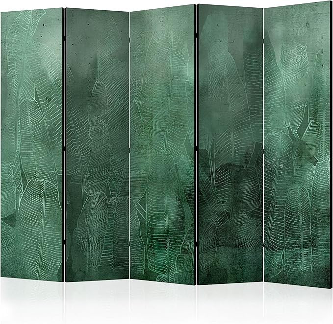 Jungle Leaf 5 Panel Room Divider 225x172cm Double Sided Acoustic Screen
