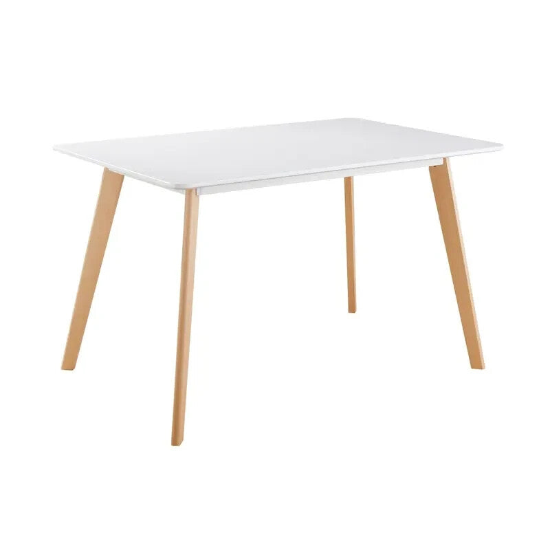 4 Seater Dining Table Set 120cm White MDF Top & Teal Chairs Wooden Legs