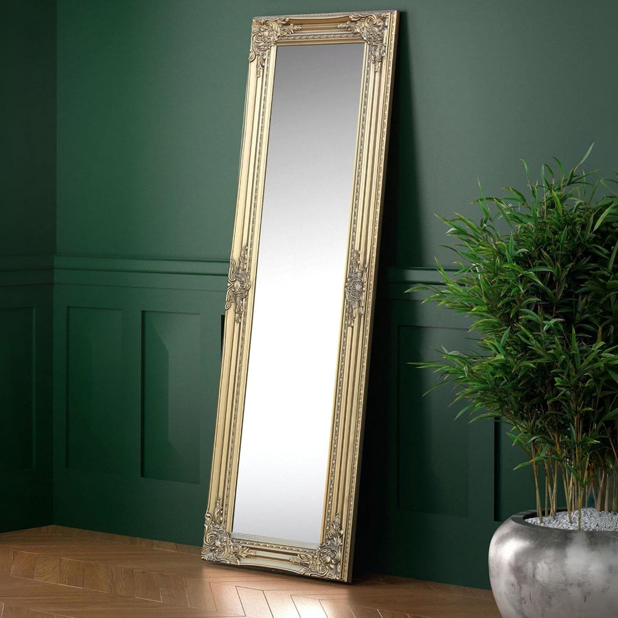 Gold Full Length Wall Mirror 130x40cm – Vintage Frame for Hallway & Bedroom