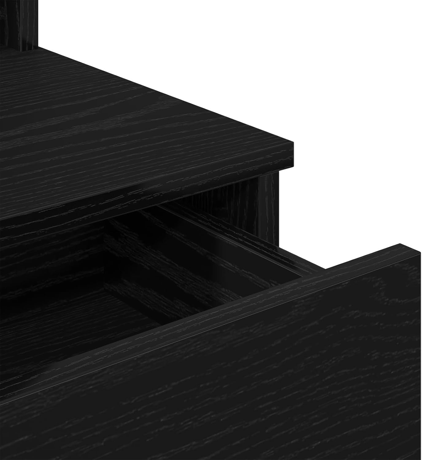 Contemporary Vanity Dresser 6 Drawer LED Mirror Black Oak Makeup Table