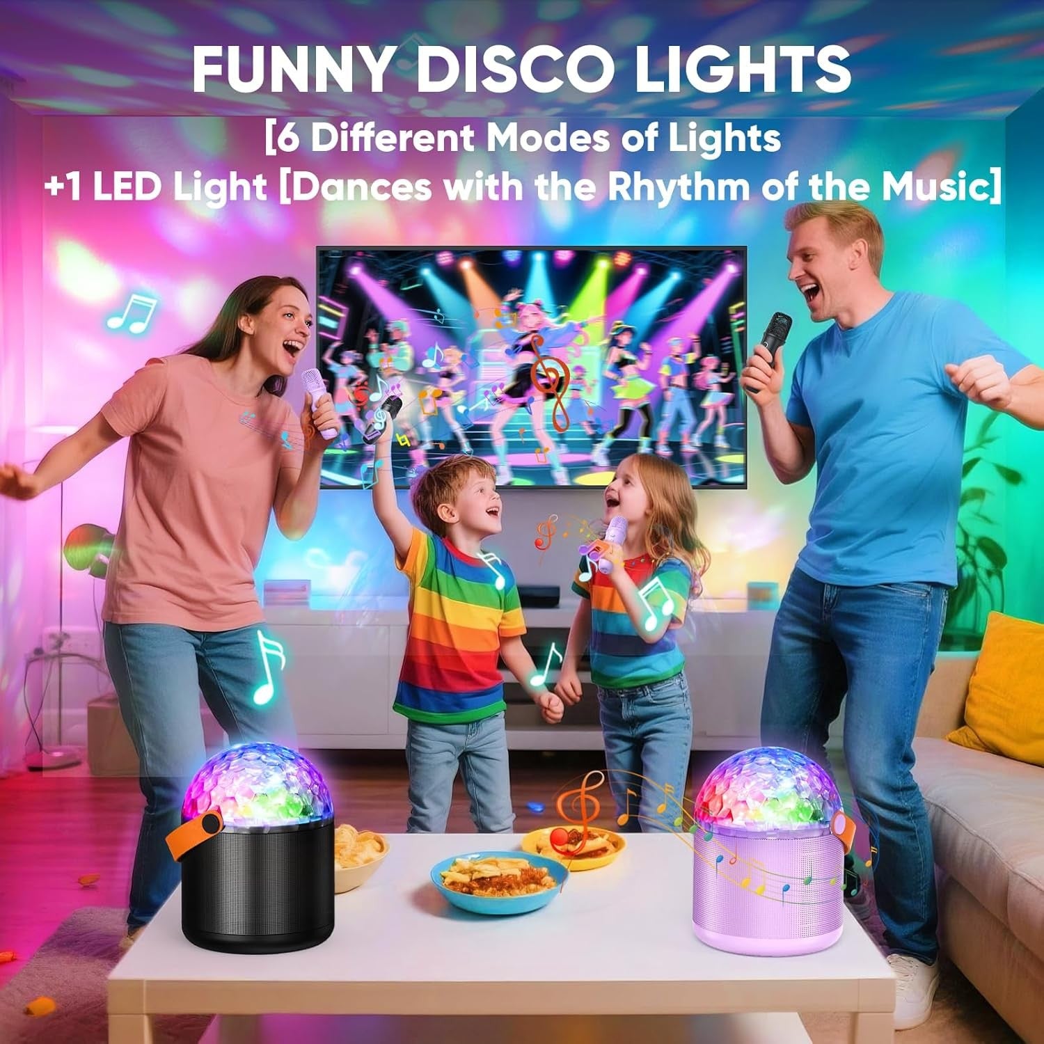 Kids Karaoke Machine with 2 Mics Bluetooth LED Party Speaker