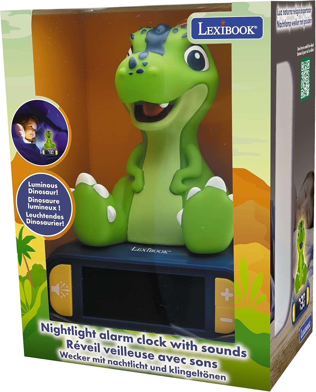 Kids Dinosaur Alarm Clock Night Light Snooze Easy Read Bedroom