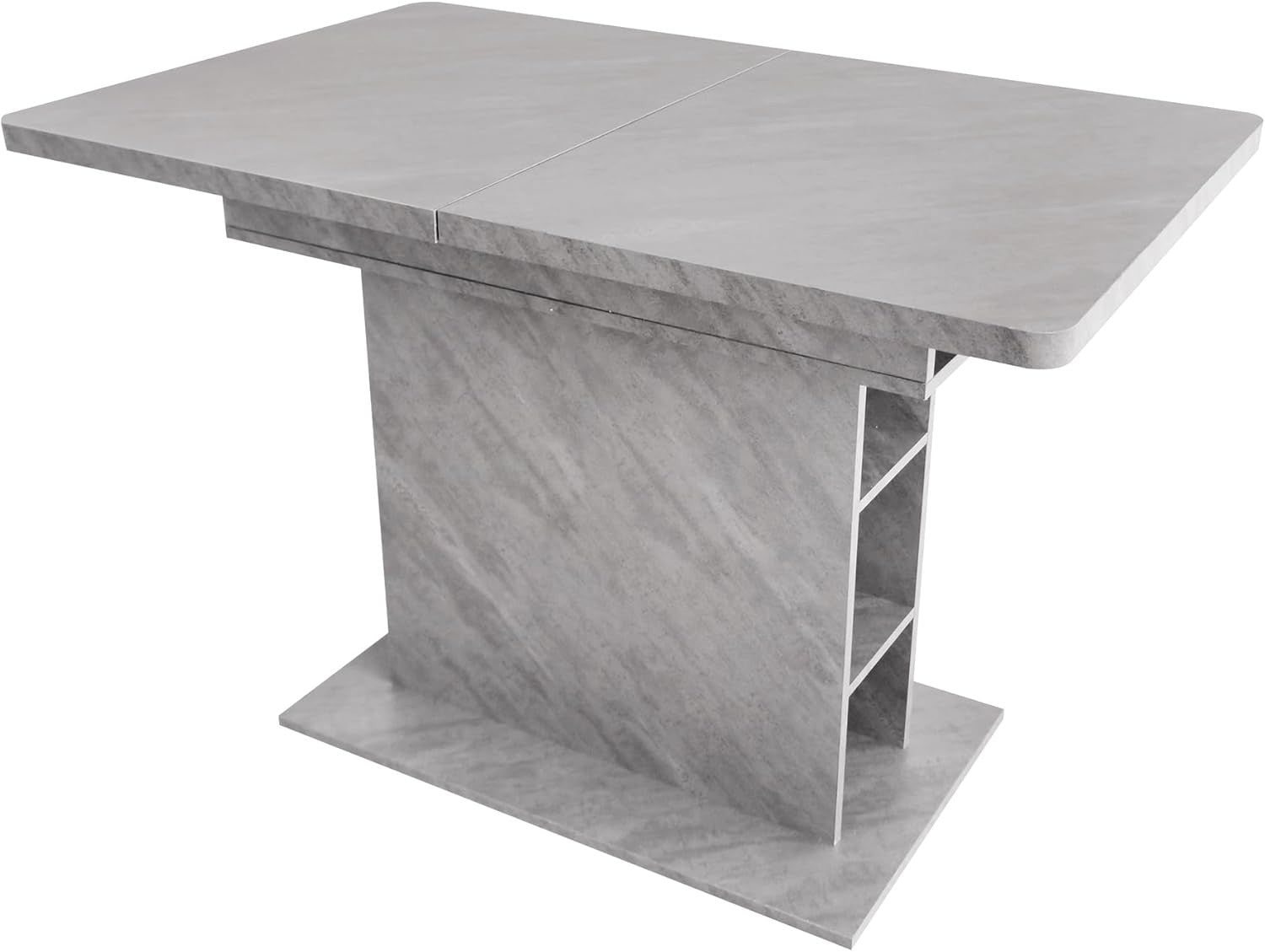 Extendable Grey Dining Table Storage Space-Saving Modern 130cm Desk