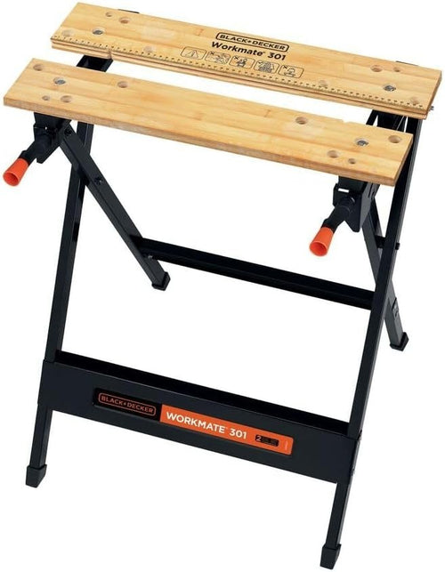 Folding Portable Workbench with Bamboo Top Clamp System Steel Frame Workmate