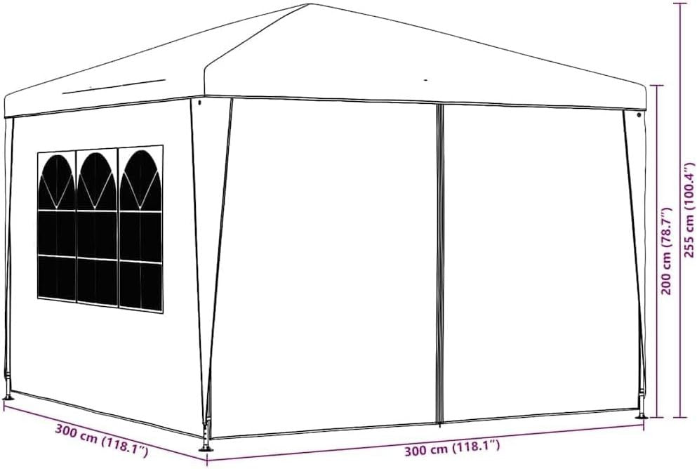 3x3m White Party Tent Gazebo Waterproof Marquee with Sides Garden