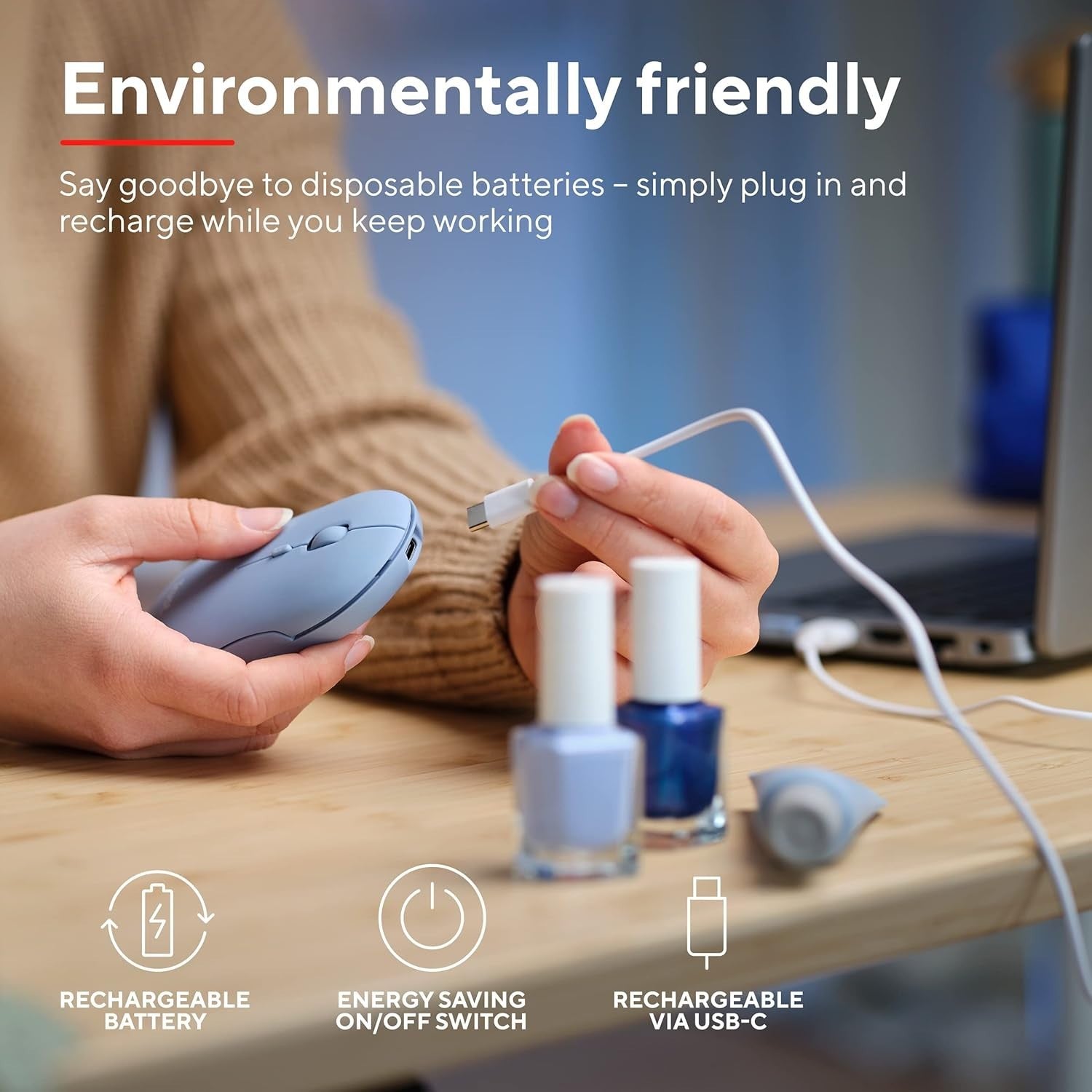 Ultra Slim Rechargeable Wireless Mouse Bluetooth 2.4G Silent