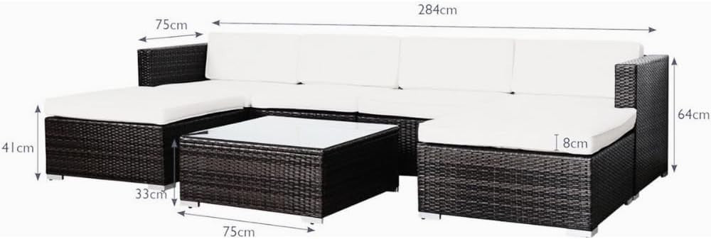 6 Seater Outdoor Rattan Sofa Set | Modular Garden Furniture Patio Couch