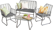 Rattan Garden Furniture Set Grey 4 Seater Patio Sofa Table Chairs