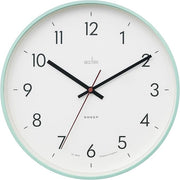 30cm Silent Sweep Wall Clock Mint Green Slimline Modern Easy-Read Design