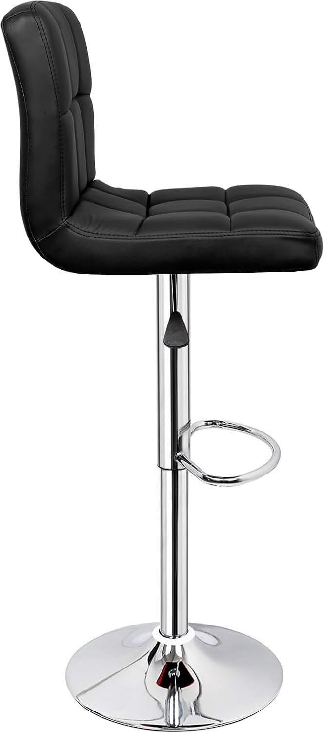 Adjustable Bar Stools Set of 2 Swivel Gas Lift Black Chairs