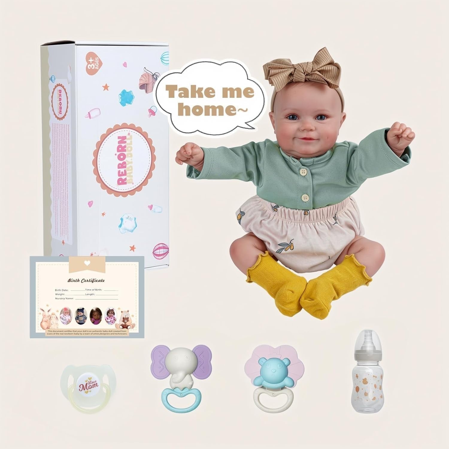 20” Reborn Baby Doll Soft Cloth Body Smiling Newborn Girl