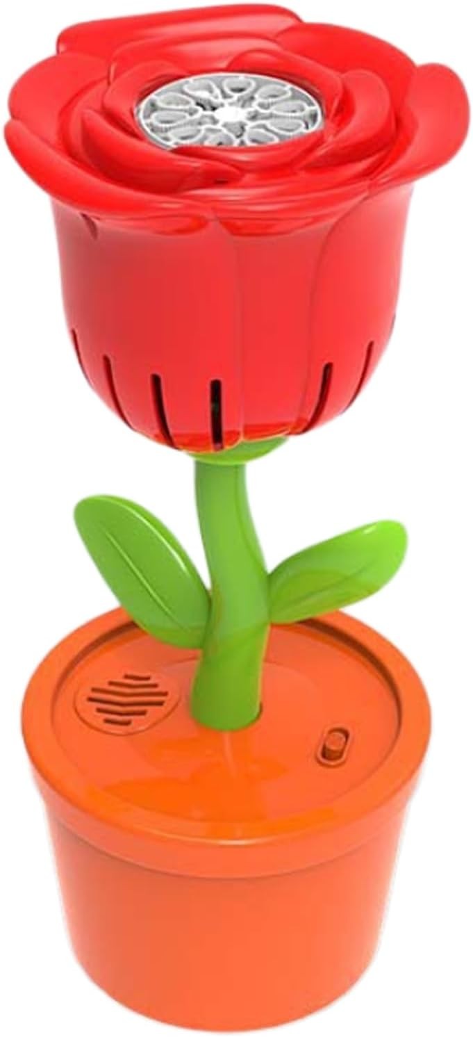Rose Flower Bubble Machine LED Light Portable Party Toy Red