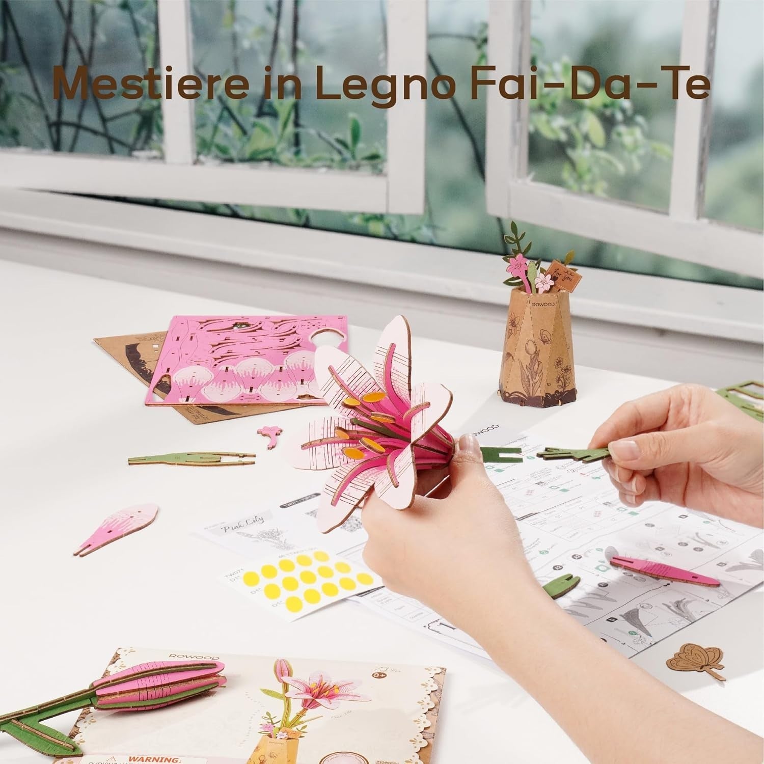 DIY 3D Wooden Lily Flower Puzzle Kit – Elegant Floral Craft Gift Set