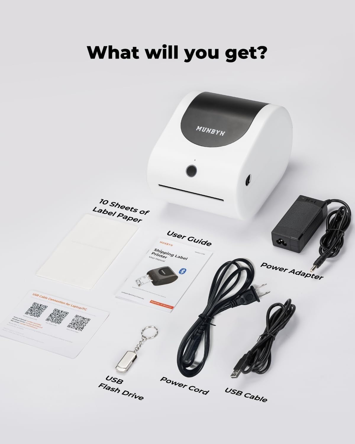 White 4x6 Bluetooth Thermal Label Printer USB Shipping for Small Business