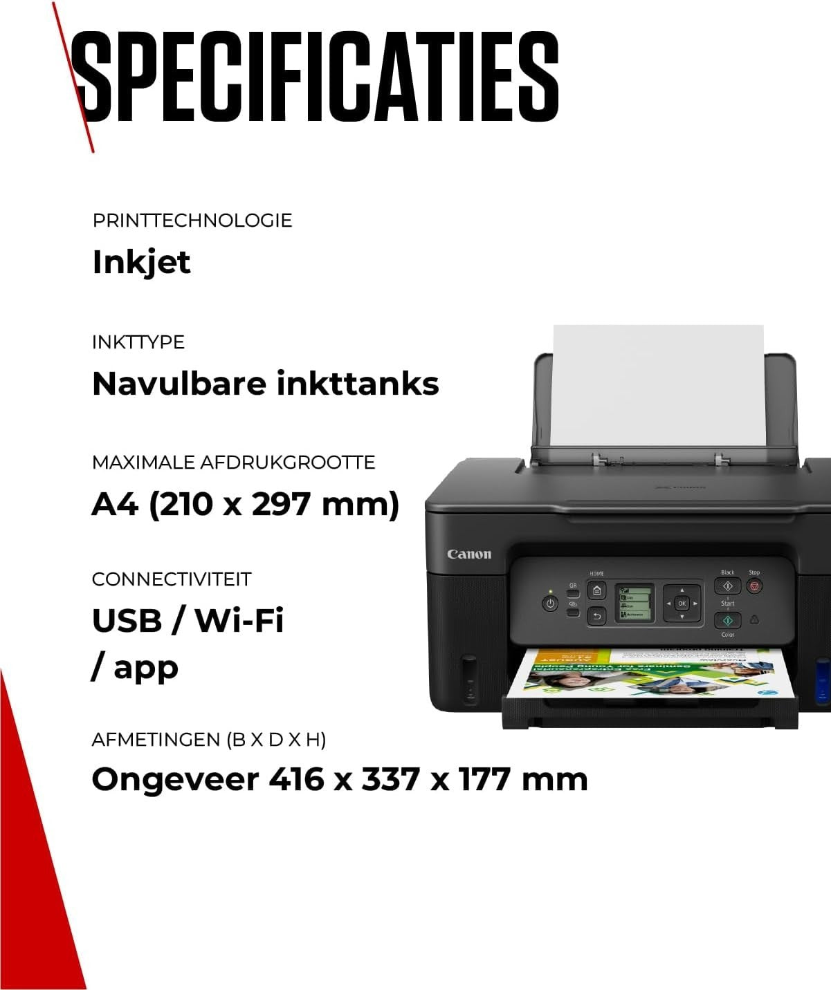 Refillable Ink Tank Wi-Fi Colour Inkjet Printer A4 Copy Scan Duplex Home