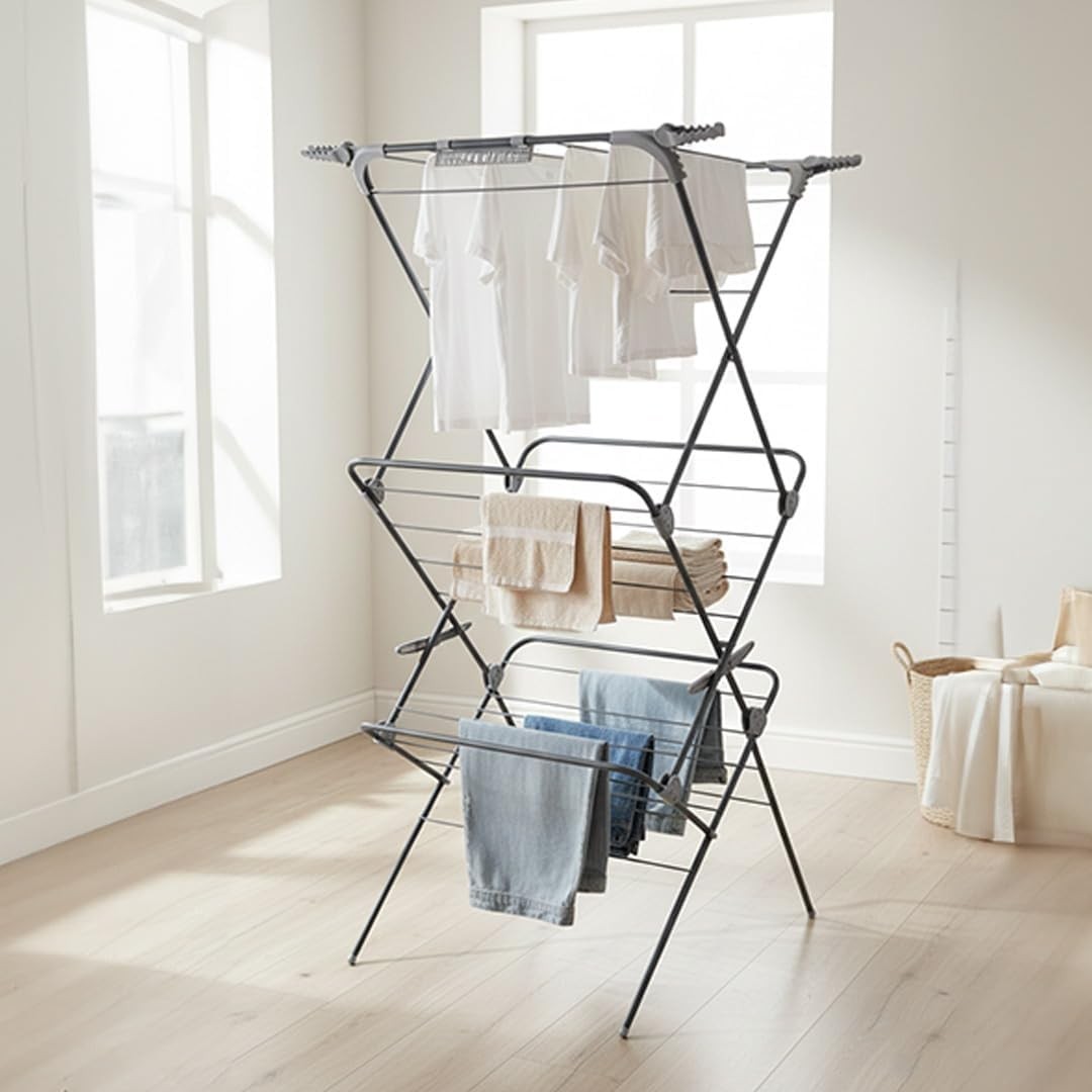 3 Tier Clothes Airer 15m Folding Laundry Drying Rack Heavy Duty Indoor Outdoor