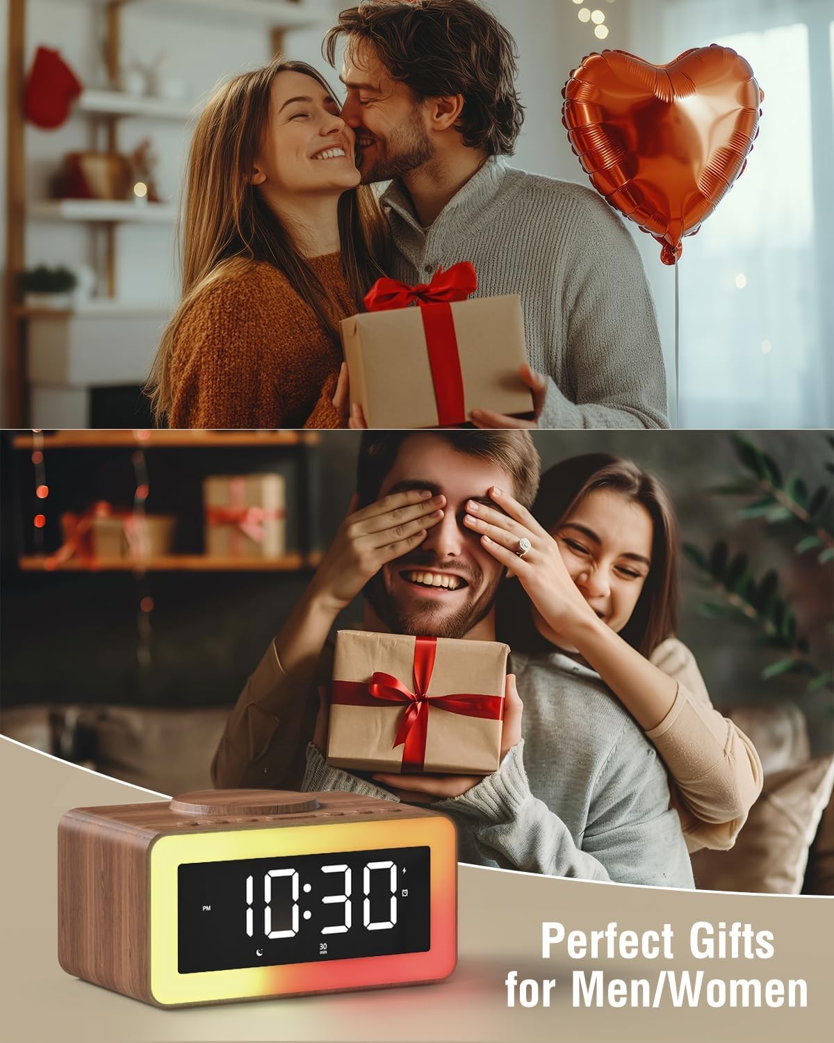 Wireless Charging Alarm Clock Bluetooth Speaker White Noise RGB Night Light