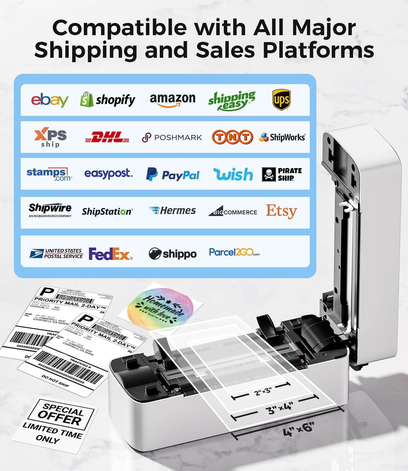 Phomemo 241BT Bluetooth Thermal Label Printer 4x6 – Shipping for Mac, Windows