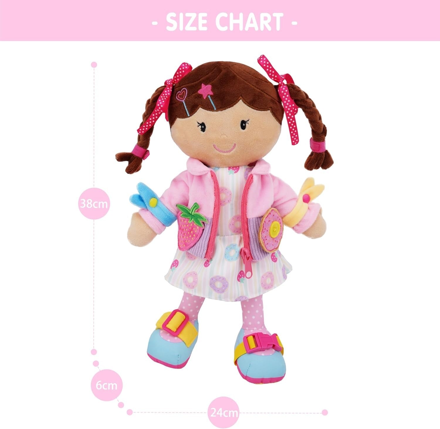 Montessori Dressing Skills Plush Doll 40cm Soft Educational Toy Toddler