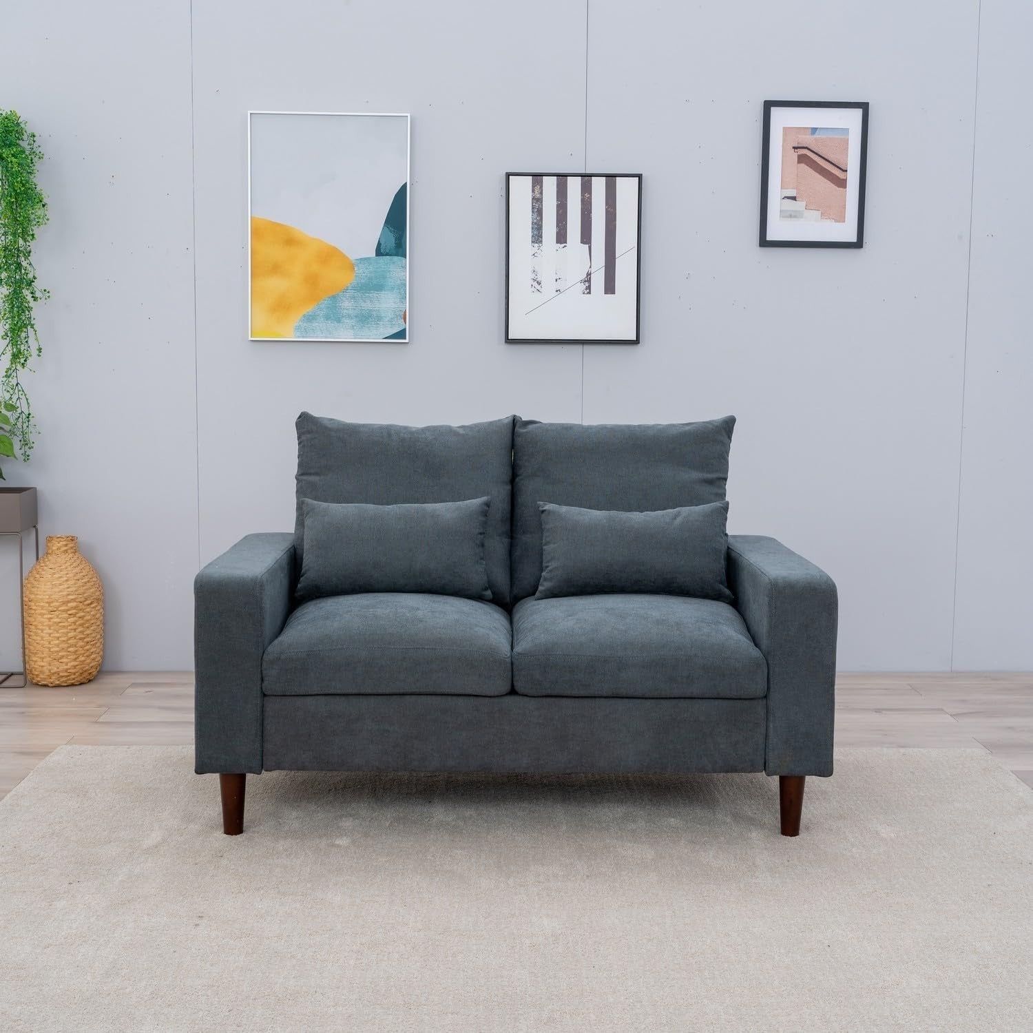 3+2 Seater Sofa Set Grey Fabric Upholstered Living Room Couch Suite Home (SV)