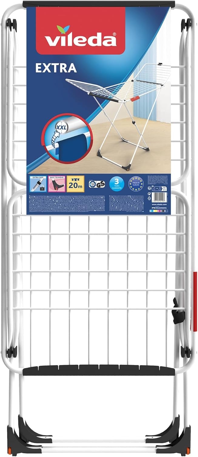 Indoor Clothes Airer 20m Drying Space Foldable X-Leg Compact Laundry Rack