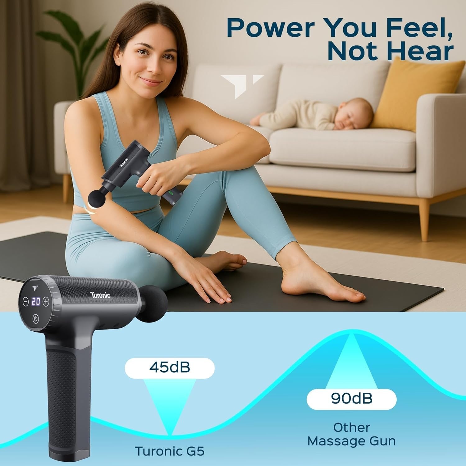 Deep Tissue Massage Gun Powerful Percussion Muscle Therapy 20 Speeds 7 Heads