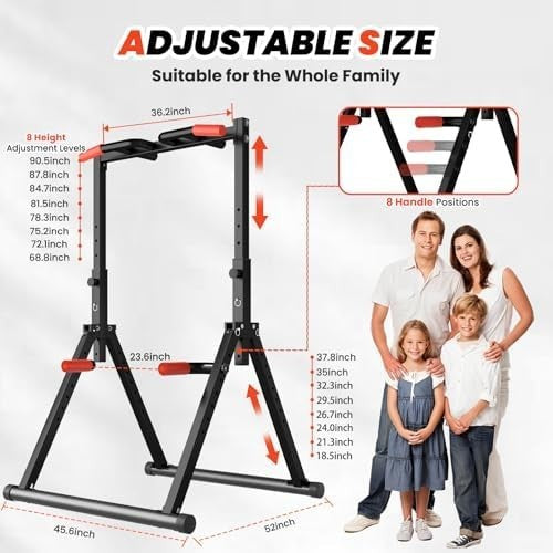 Foldable Power Tower Pull Up Dip Station Adjustable Home Gym Rack