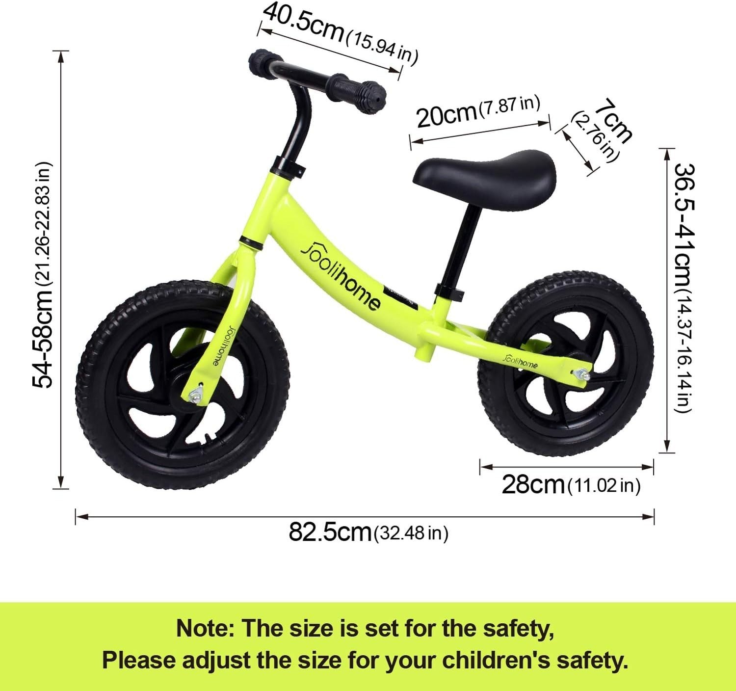 12" Kids Balance Bike Adjustable Seat No Pedal Training Bicycle Green