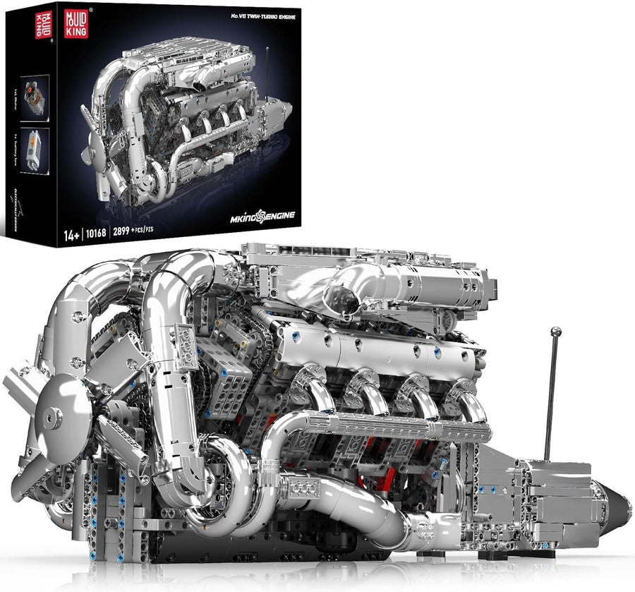 Twin-Turbo V8 Engine Model Kit with Motor & Battery – STEM Engineering Toy