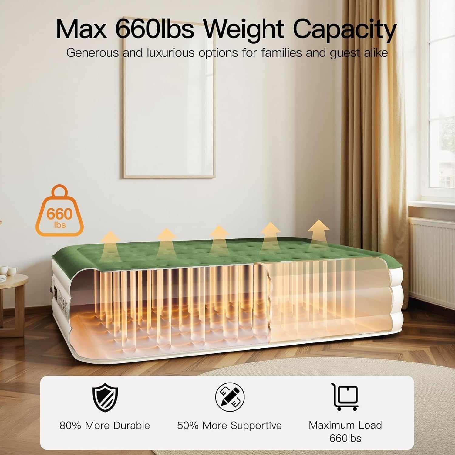 King Air Mattress with Electric Pump – Quick Inflate, Flocked Top, Portable Bed