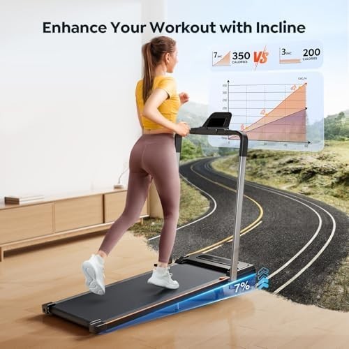 7% Incline Foldable Walking Pad 12km/h, 2.5HP, Under-Desk Treadmill Home
